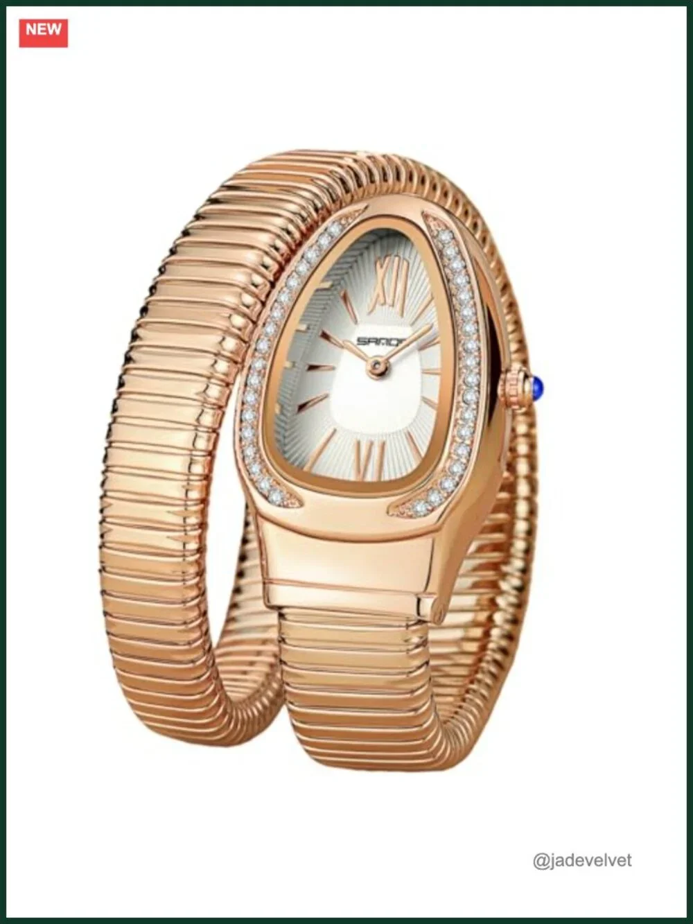 Women's Snake Cuff Bangle Watch, Quartz Bracelet Wristwatch, Wrap Around Band,